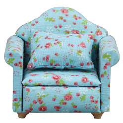 Светло-Голубой Мини-модель фигурки дивана из дерева и ткани, аксессуары для кукольного домика с микро-ландшафтом, притворяясь опорными украшениями, Небесно-голубой, 81x71x63 мм