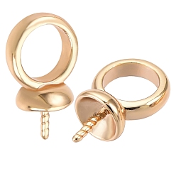 Настоящее золото 18K 50шт. латунные шурупы с ушком, подвески, для полуразрушенной бусины, реальный 18 k позолоченный, 9x5x3.5 мм, отверстие : 3.5 мм, штифты : 0.5 мм