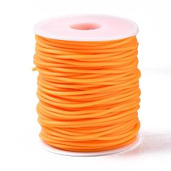 Orange Hollow Pipe PVC Tubular Synthetic Rubber Cord, Wrapped Around White Plastic Spool, Orange, 2mm, Hole: 1mm, about 54.68 yards(50m)/roll