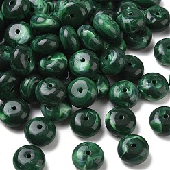 Sea Green Two Tone Acrylic Beads, Imitation Gemstone Style, Rondelle, Sea Green, 19.5x11mm, Hole: 2.5mm, about 165pcs/500g