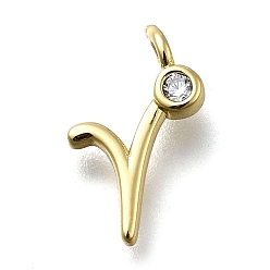 Letter R Латунные микро проложить кубического циркония подвески, письмо амулеты, стойки покрытие, долговечный, без кадмия и без свинца, Буква R, 13x7x2 мм, отверстие : 1.6 мм