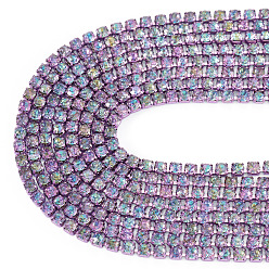 Lilas 4.8 mètres de chaînes de tasse en strass de fer, avec bobine, lilas, 2x2x2mm