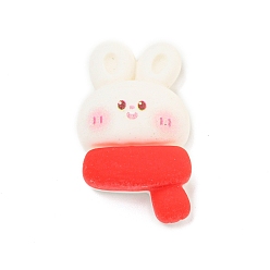 Кролик Рождественская тема, непрозрачная смола, декодированные кабошоны, кролик, 27x15.5~16x7 мм