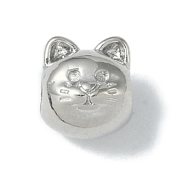 Платина Стойки обшивки латунные бусины, долговечный, без свинца и без кадмия, кошка, платина, 9.5x8.5x8 мм, отверстие : 3.5 мм