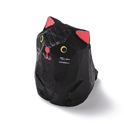 Черный Деревянные фигурки в форме кошки, для украшения столешницы в домашнем офисе, чёрные, 26.5x33x35 мм