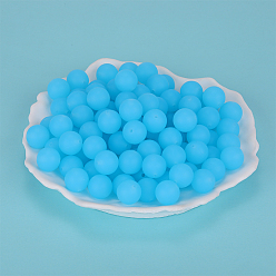 Light Cyan Round Silicone Focal Beads, Chewing Beads For Teethers, DIY Nursing Necklaces Making, Light Cyan, 15mm, Hole: 2mm