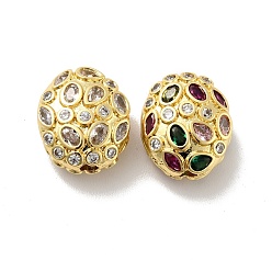 (52) Непрозрачная лаванда Овальные латунные микро проложить кубического циркония бусы, без кадмия, без никеля и без свинца, реальный 18 k позолоченный, разноцветные, 13.5x11.5x7 мм, отверстие : 1.8 мм