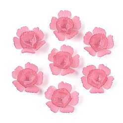 Pale Violet Red Heat Shrink Acrylic Bead Caps, Multi-Petal Flower, Pale Violet Red, 30~33x30~34x10.5~12mm, Hole: 1mm