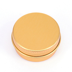 Golden Aluminum Box, with Screw Top Lid, Round, Golden, 3.7x1.7cm, Inner diameter: 3cm