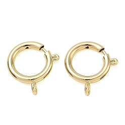 Real 18K Gold Plated Brass Spring Ring Clasps, Cadmium Free & Lead Free, Rack Plating, Long-Lasting Plated, Real 18K Gold Plated, 23x20x5.5mm, Hole: 2.8mm