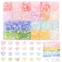 (52) Непрозрачная лаванда Наборы для изготовления браслетов своими руками, включая акриловые бусины и подвески в виде сердца, звезды и бабочки., Эластичная кристальная нить, разноцветные, 9x10x5.5 мм, отверстие : 1.6 мм