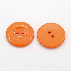 Dark Orange Acrylic Sewing Buttons for Costume Design, Plastic Shirt Buttons, 2-Hole, Dyed, Flat Round, Dark Orange, 25x3mm, Hole: 2mm