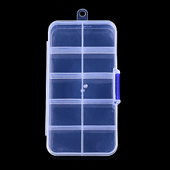 Clear Transparent Plastic Containers, with 10 Compartments, for DIY Art Craft, Nail Diamonds, Bead Storage, Rectangle, Clear, 12.8x6.9x2.2cm, Hole: 5.5mm, Compartments: 3x2.45cm