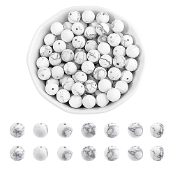 Howlite Natural Howlite Beads Strands, Frosted, Round, 8mm, Hole: 1mm, about 48pcs/strand, 15.1 inch, 2strand/box