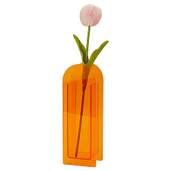 Orange Rectangle Acrylic Vases Display Decorations, Orange, 75x56x221mm