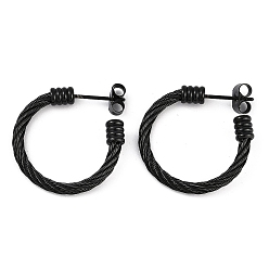 Черный Ионное покрытие (ip) 304 серьги-гвоздики из нержавеющей стали для женщин, чёрные, 24x4 мм