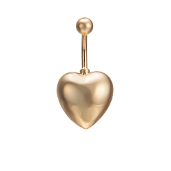 Echt 18 k vergoldet Piercing Schmuck echte vergoldete Messing Herz Nabel Ring Bauchringe, echt 18 k vergoldet, 30x14 mm, Stangenlänge: 7/16"(11.6mm), Stange: 14 Spurweite(1.6mm)
