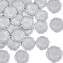 Серебро Клейкая сургучная печать наклейки, для запечатывания конвертов, серебряные, 30.8x30.8x2.2 мм