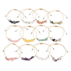 Смешанные камни 12шт 12 стильные натуральные и синтетические смешанные драгоценные камни, плетеные браслеты из бисера, набор для женщин, внутренний диаметр: 3-1/8 дюйм (8 см), 1 шт / стиль