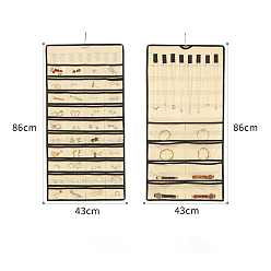 Лимонный шифон 48-карманный прямоугольный складной рулон ювелирных изделий из нетканого материала, настенные подвесные органайзеры для подвесок, Серьги, Кольца, хранение браслетов, лимонный шифон, 86x43 см