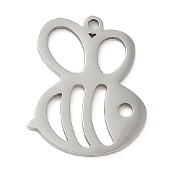 Нержавеющая Сталь Цвет Не тускнеет 5шт 201 подвески из нержавеющей стали, лазерная резка, пчелиное очарование, цвет нержавеющей стали, 7x13.5x1 мм, отверстие : 1 мм