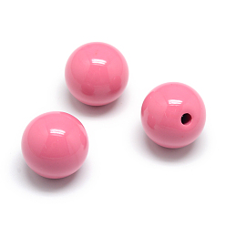 Светло-Коралловый Непрозрачные акриловые бусины, половина пробурено бисера, круглые, свет коралловый, 21~22 мм, половину отверстия: 3 мм