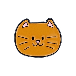 Золотистый Эмалевые булавки, форма кошки, булавки для лацканов из сплава для одежды рюкзака, золотые, 21x25.5 мм