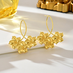Golden Iron Stud Earrings for Women, Flower, Golden, 60x50.8mm