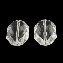 Clear Faceted Hexagon Transparent Acrylic Beads, Clear, 25x18.5x8mm, Hole: 2mm, about 183pcs/500g