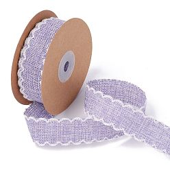 Lilac Polyester Imitation Linen Wrapping Ribbon, for Crafts Decoration, Floral Bows Craft, Lilac, 1 inch(25mm), about 10 yards/roll