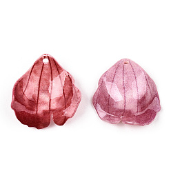 Красный Непрозрачные акриловые подвески, цветок, Индийская красная, 19~21x15.5~20x2~5 мм, отверстие : 1~1.5 мм