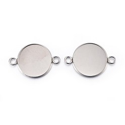 Нержавеющая Сталь Цвет Устойчив к потускнению 304 коннекторы из нержавеющей стали с кабошоном, чашки безель с краями, плоско-круглые, цвет нержавеющей стали, лоток : 20 мм, 31.5x22x2 мм, отверстие : 3 мм