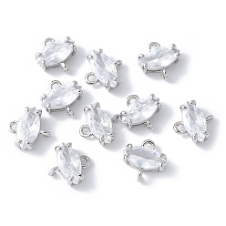 Horse Eye Шармы-соединители из латуни с паве из кубического циркония, стойки покрытие, долговечный, без кадмия и без свинца, платина, лошадиный глаз , 7.5x7.5x3.5 мм, отверстие : 1 мм