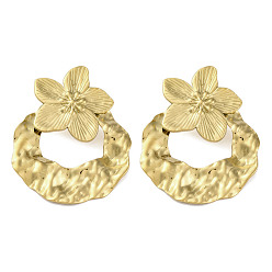 Настоящее золото 18K 304 серьги-гвоздики из нержавеющей стали с цветочной тематикой для женщин, реальный 18 k позолоченный, 51.5x41 мм