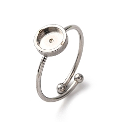 Нержавеющая Сталь Цвет Регулируемые 304 манжетные кольца из нержавеющей стали, с 201 подносом из нержавеющей стали, плоским круглым, цвет нержавеющей стали, лоток : 6 мм, 1 мм, внутренний диаметр: 17 мм