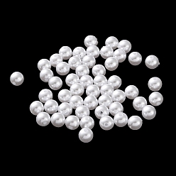 пшеница Пластиковые жемчужные бисера, круглые, цвет пшеницы, 6x5.5 мм, отверстие : 1.4 мм