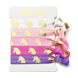 Единорог Девушки аксессуары для волос, нейлоновые резинки для волос, Держатель конского хвоста, аксессуары для волос, узел, рисунок единорога, 95~107x15~17 мм