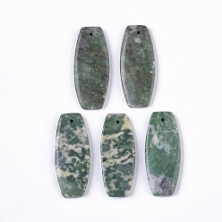 Qinghai Jade Natural  Qinghai Jade Pendants, Drum, 42x18x4~5mm, Hole: 1.5mm