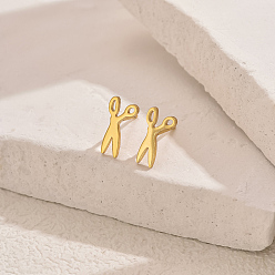 Золотой Серьги-гвоздики из нержавеющей стали в форме ножниц, золотые, 12 мм