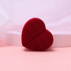Dark Red Cartoon Heart Ring Box, Necklace Storage Box, Heart, Dark Red, 5.2x4.6x4cm