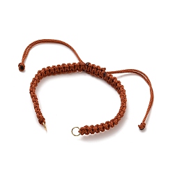 Chocolate Adjustable Braided Nylon Cord Bracelet Making, with 304 Stainless Steel Open Jump Rings, Golden, Chocolate, Single Chain Length: about 6-1/2 inch(16.5cm)