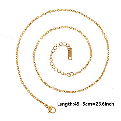 Золотой 304 ожерелья из цепочек из нержавеющей стали для самостоятельного изготовления украшений, золотые, 17.72x0.06 дюйм (45x0.16 см)