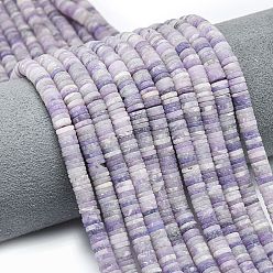 Лепидолит Натуральный лепидолит / пурпурный слюдяный камень бисер пряди, матовые, дисковые бусы, Heishi бусы, 6~6.5x1~1.5 мм, отверстие : 0.9 мм, около 242~244 шт / нитка, 15.16~15.35 дюйм (38.5~39 см)