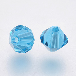 Deep Sky Blue Imitation Austrian Crystal Beads, Grade AAA, Faceted, Bicone, Deep Sky Blue, 6x6mm, Hole: 0.7~0.9mm