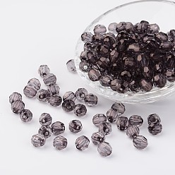 Gray Transparent Acrylic Beads, Faceted, Round, Gray, 8mm, Hole: 1.5mm, about 1800pcs/500g