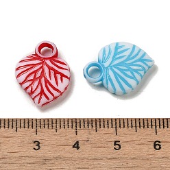 Mixed Color Opaque Acrylic Pendants, Craft Style, Leaf, Mixed Color, 18.5x14x3.5mm, Hole: 3mm, 1282pcs/500g