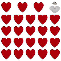 Красный 24шт. Эмалированные булавки в форме сердца, Задняя часть булавки из цинкового сплава для рюкзака, красные, 25x25 мм