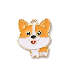 Сэнди Коричневый Подвески из эмали и сплава, собака, золотой свет, песчаный коричневый, 24.5x19.5x1.2 мм, отверстие : 2 мм