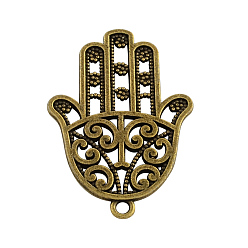 Античная Бронза Сплав тибетского стиля hamsa рука / рука fatima / рука подвесок miriam, без кадмия, без никеля и без свинца, античная бронза, 35x24x2 мм, Отверстие : 2 мм , около 295 шт / 1000 г