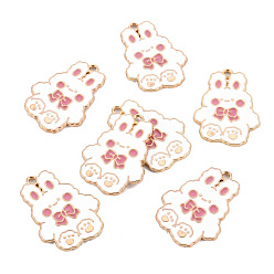 Белый Подвески из экологически чистого сплава с эмалью, без кадмия и без свинца и без никеля, золотой свет, кролик, белые, 31x23x1.5 мм, отверстие : 1.8 мм